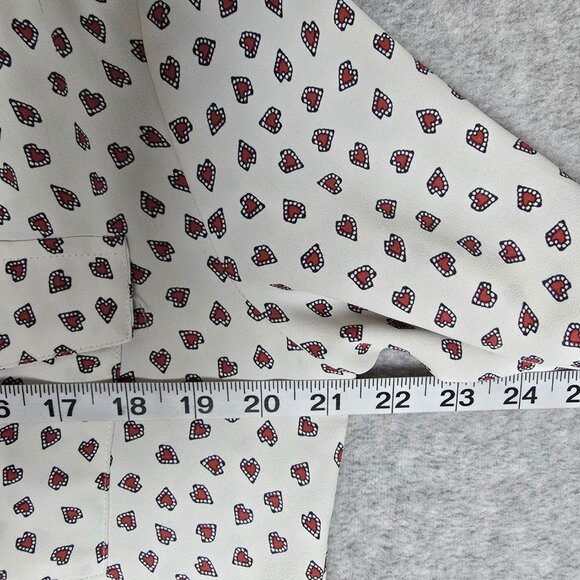 Ann Taylor Women S Long Sleeve Heart Print Pull Over Blouse Shirt Office Career - Picture 8 of 9